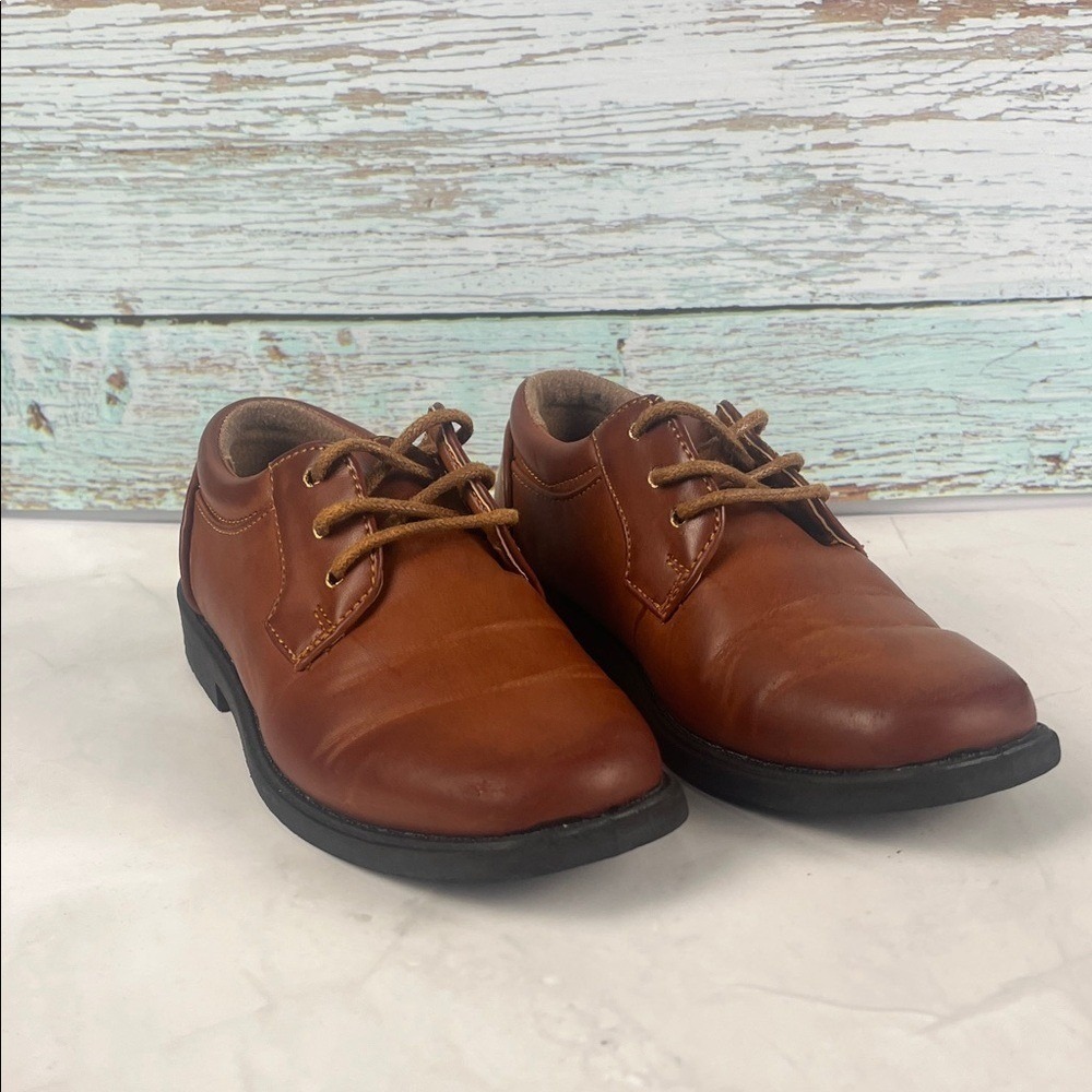 Josmo Dress Shoes Kids Size 8 Brown Lace Up Oxford Formal Lug Sole
